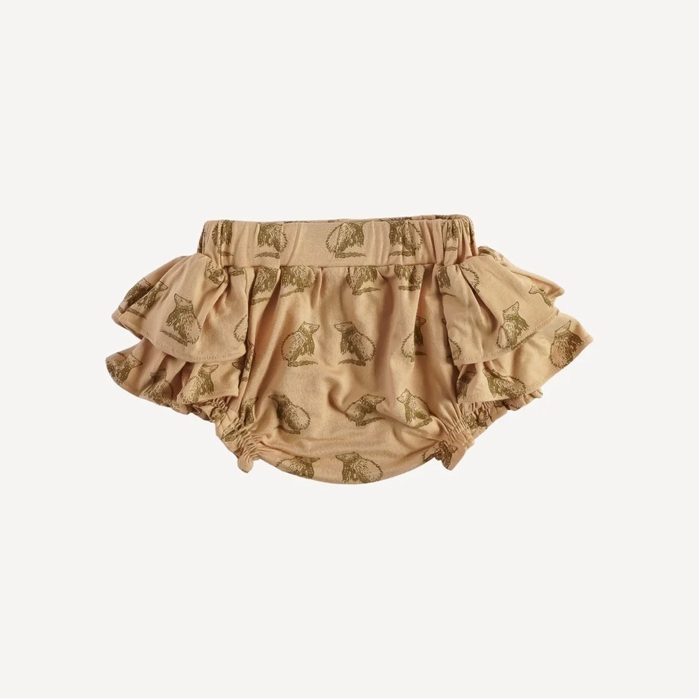 Kate Quinn double ruffle bloomer | hedgehog | bamboo - 12-18m, NWT